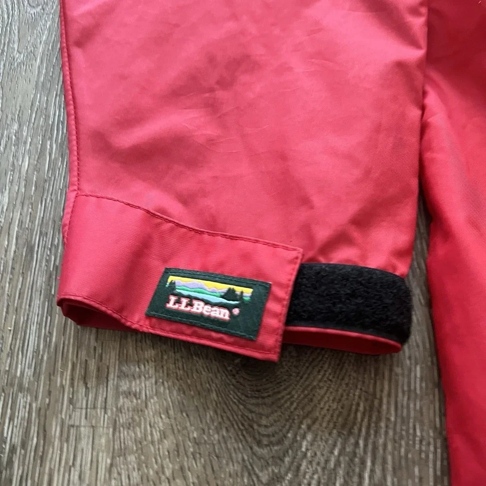 Vintage LL Bean Rain Jacket Mens Size Large Red Full Zip Hooded Waterproof Nylon